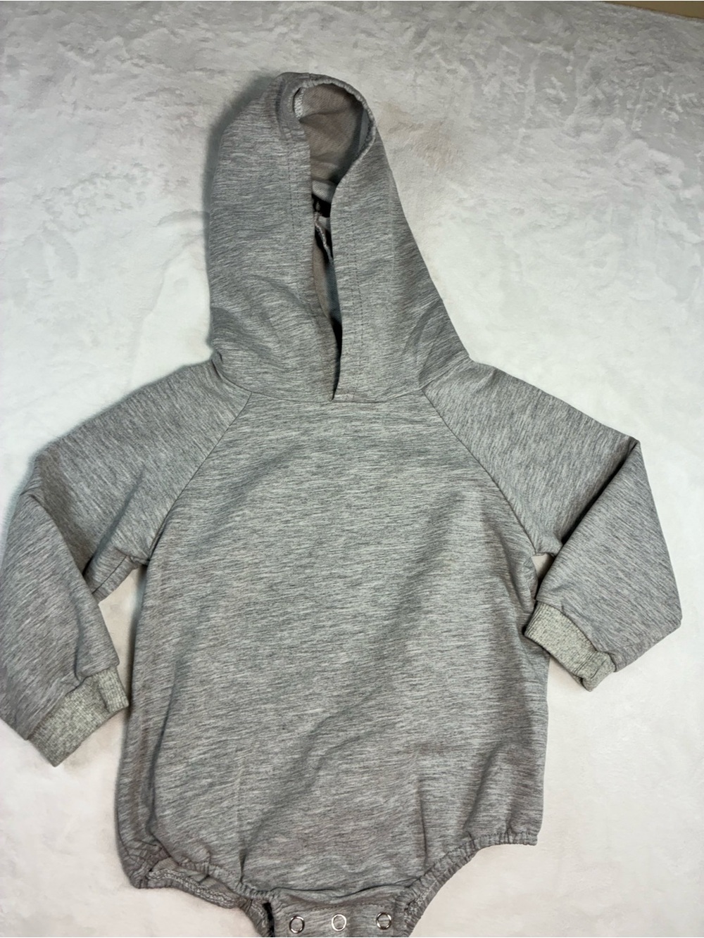 Kids Grey Hooded Bodysuit - Comfortable Long-Sleeve Top